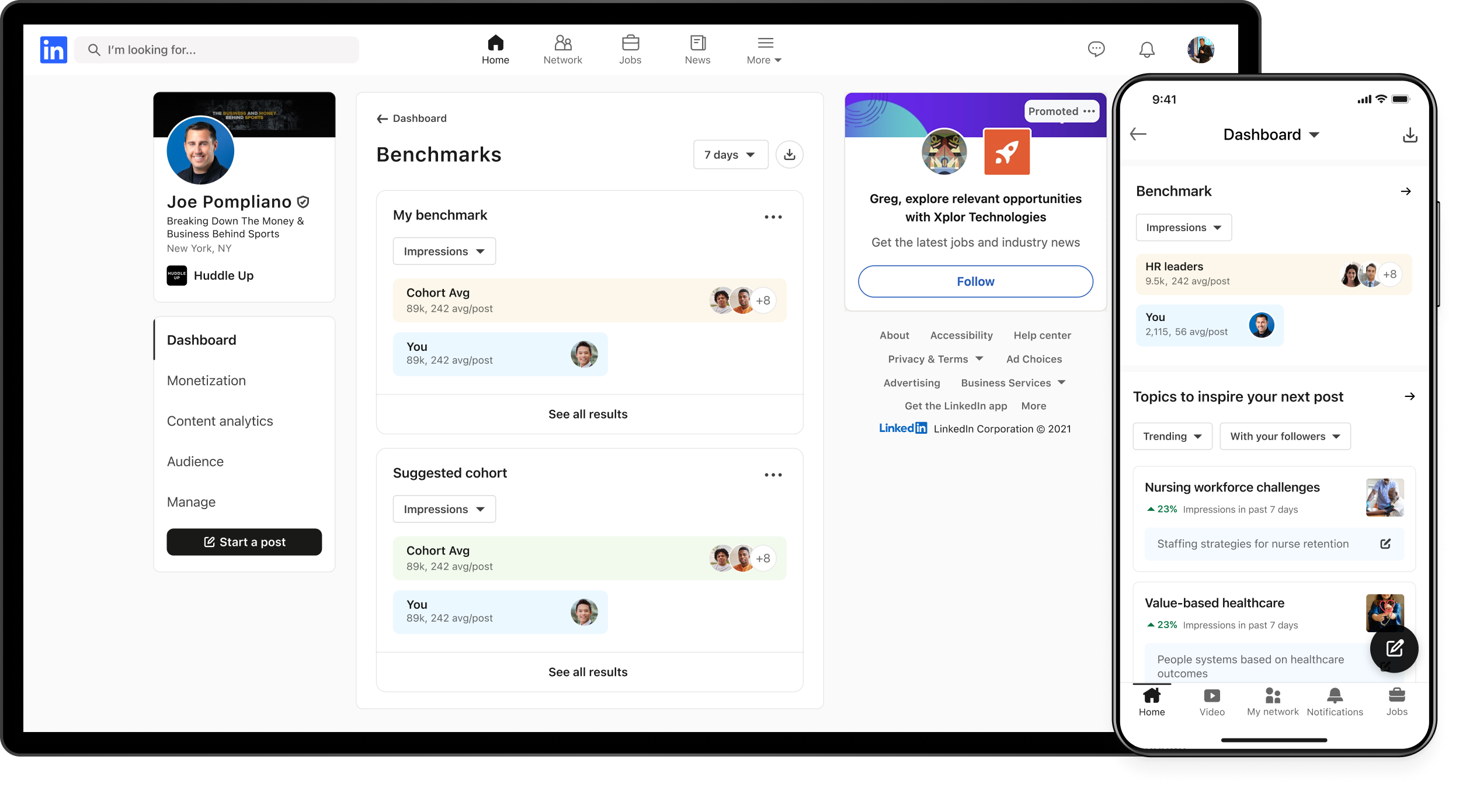 Creator Benchmarking — desktop and mobile