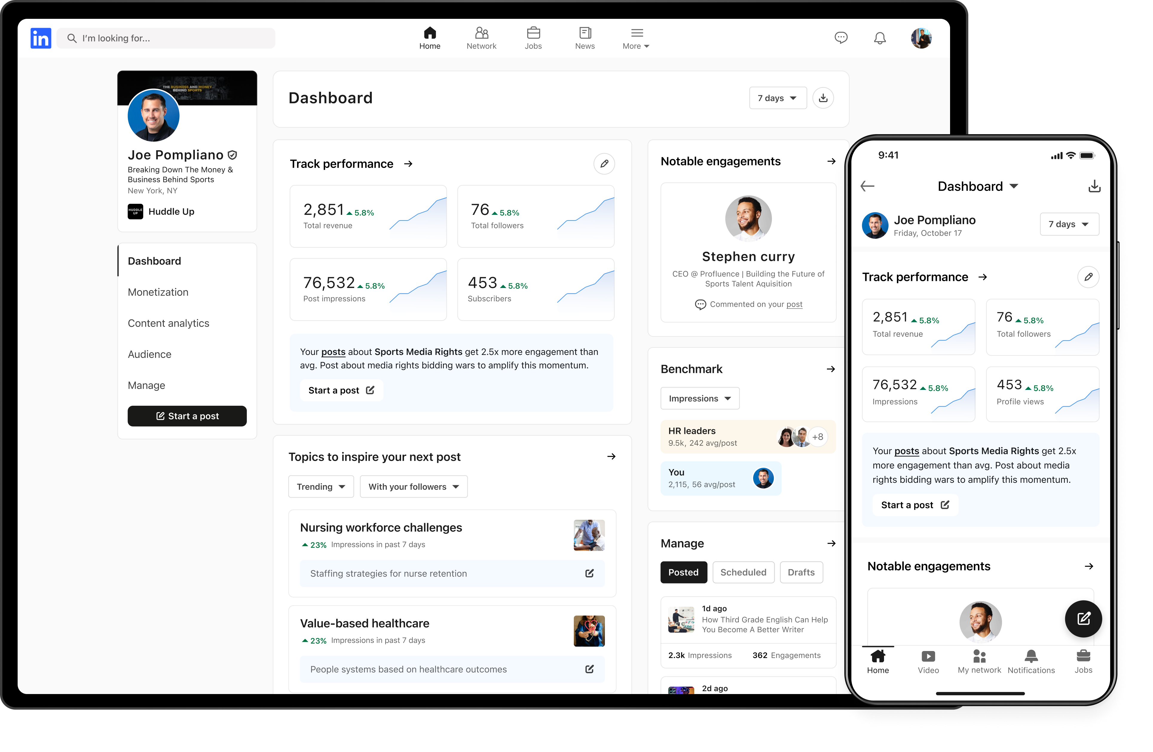 Creator Hub redesign — desktop and mobile screens