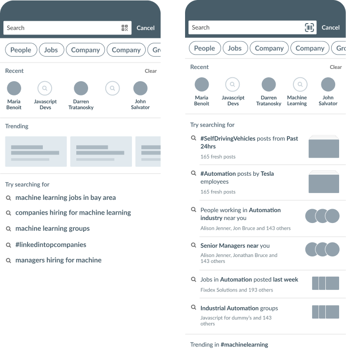 Empty search — early validation screens