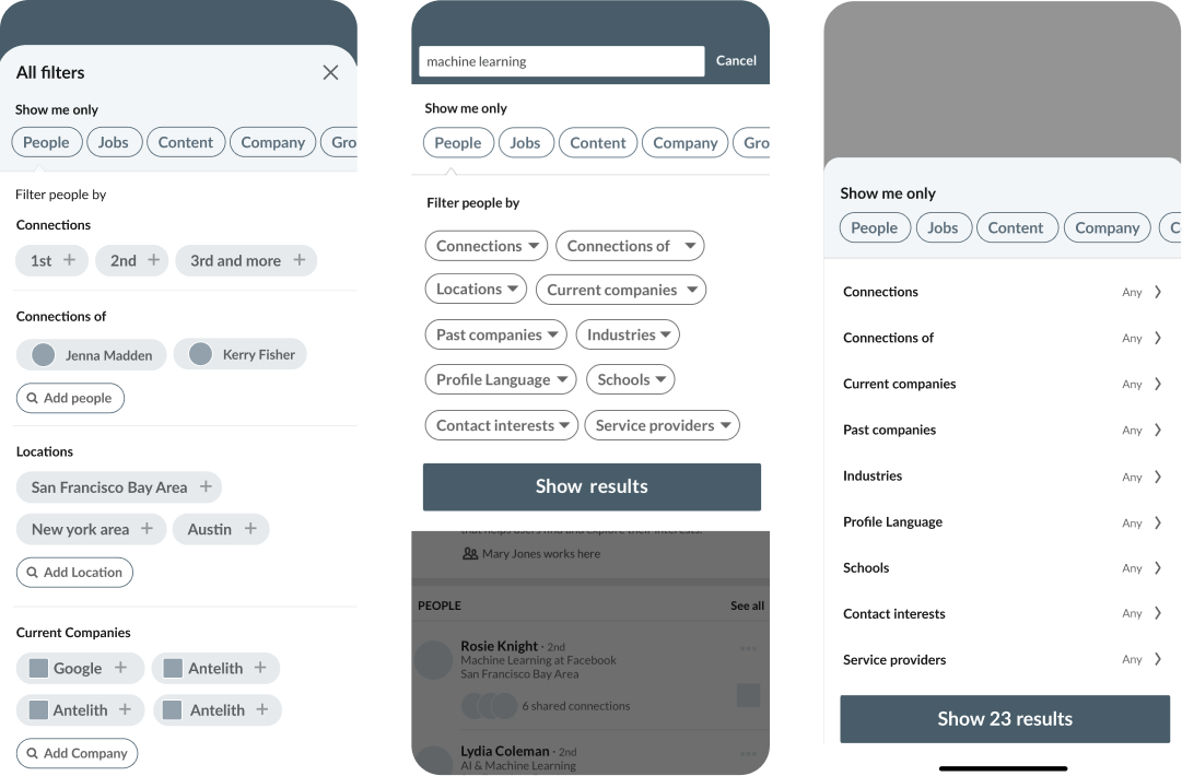 Filters — early validation screens